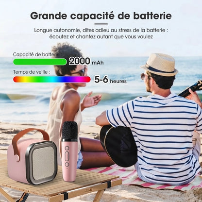 Mini kit karaoké pour enfants avec 2 microphones sans fil