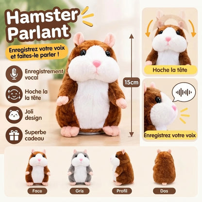 Peluche hamster parlante qui vous imite et secoue la tête