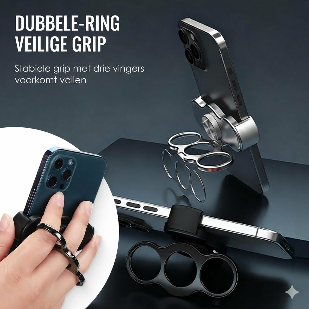 Dubbele ring met drie vingers en clip aan de achterkant