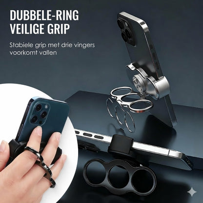 Dubbele ring met drie vingers en clip aan de achterkant