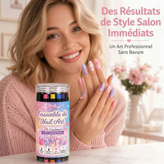 Set de 12 stylos nail art à double embout