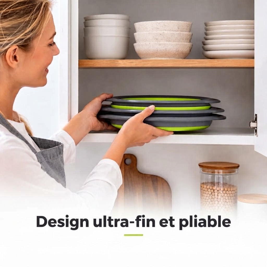 Set de 3 passoires pliables avec fond d’égouttage