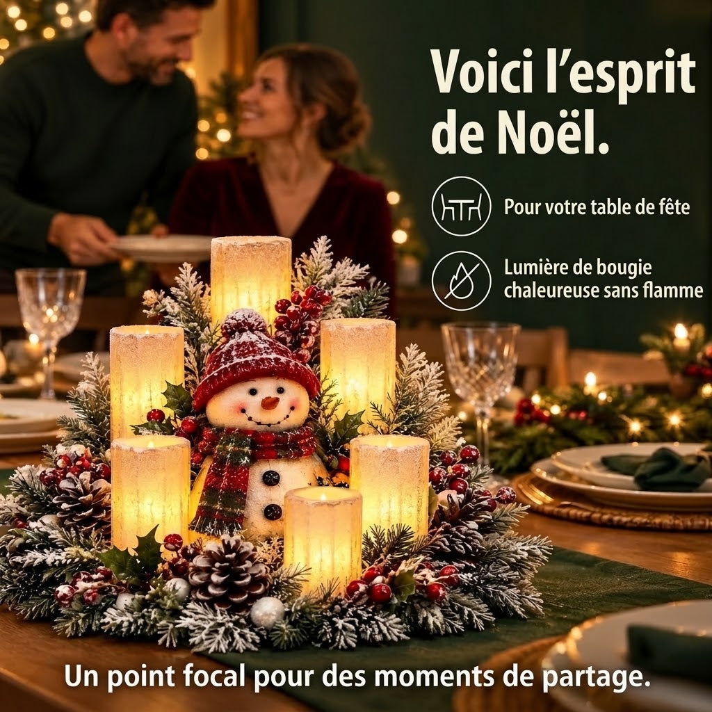 Centre de table de Noël lumineux avec bougie sans flamme