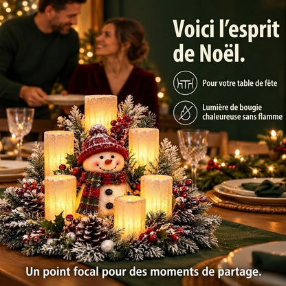 Centre de table de Noël lumineux avec bougie sans flamme