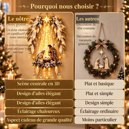 Décoration de Noël lumineuse avec ailes d’ange