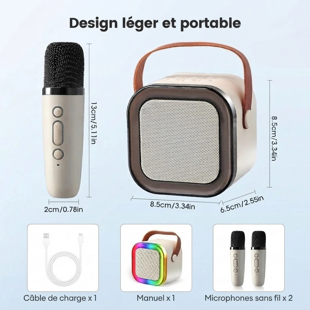 Mini kit karaoké pour enfants avec 2 microphones sans fil