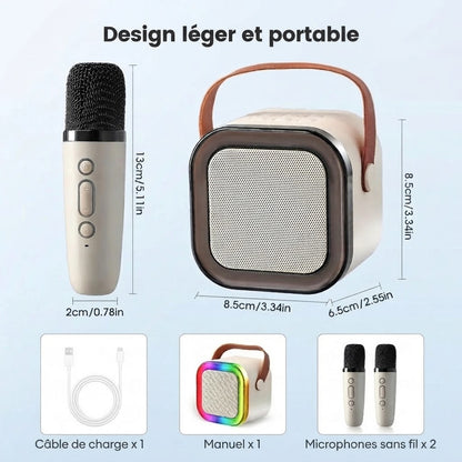 Mini kit karaoké pour enfants avec 2 microphones sans fil