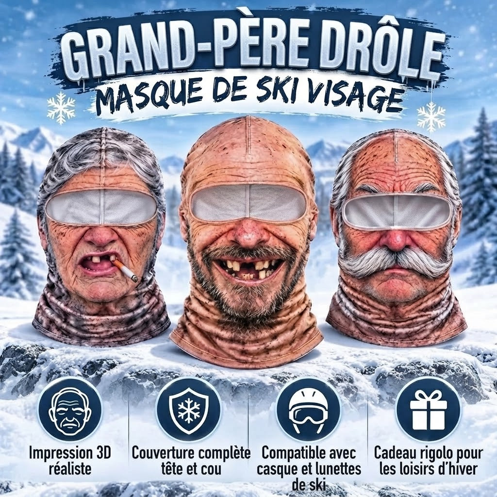 Cagoule de ski amusante avec visage réaliste