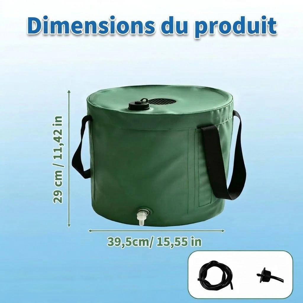 Récupérateur d’eau de pluie pliable avec robinet de vidange