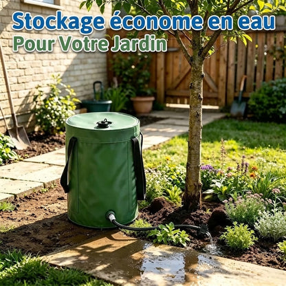 Récupérateur d’eau de pluie pliable avec robinet de vidange