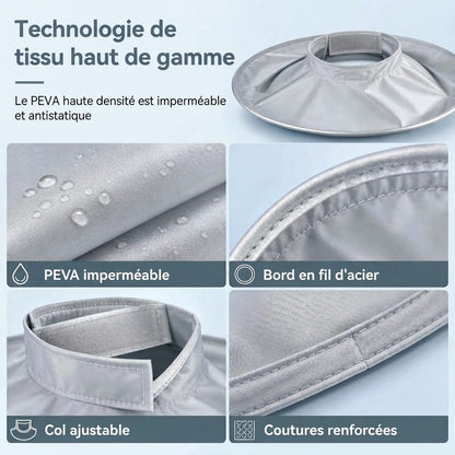 Cape de coiffure imperméable avec récupérateur de cheveux