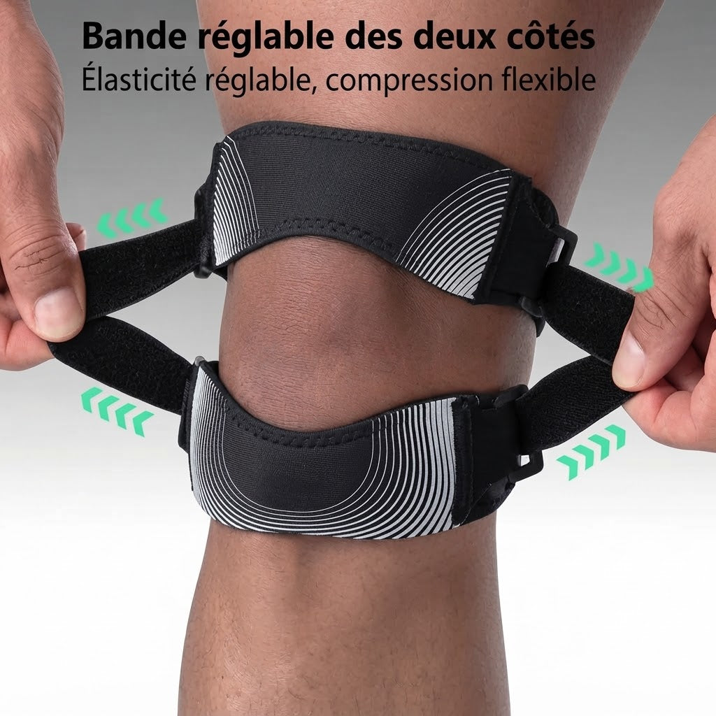Genouillère réglable avec soutien de la rotule