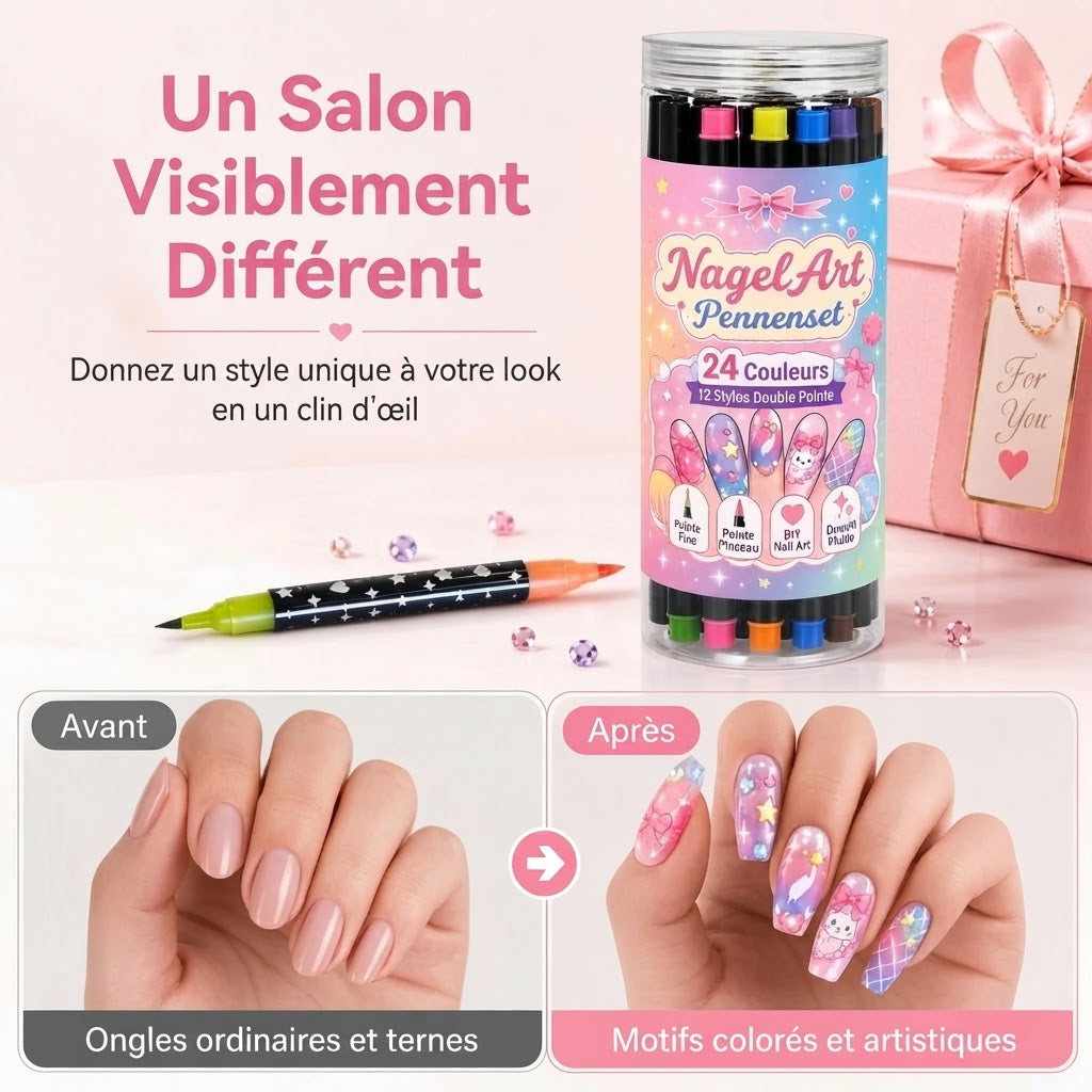 Set de 12 stylos nail art à double embout