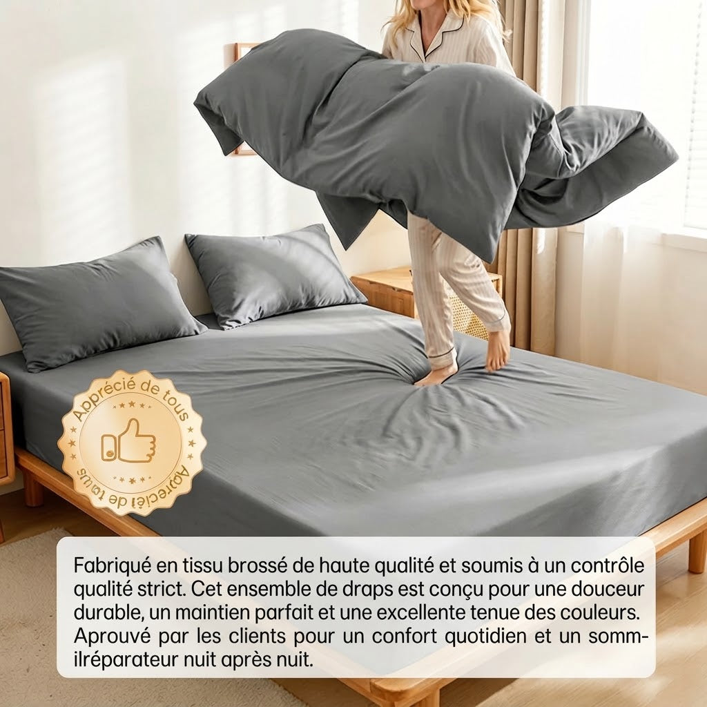 Ensemble de draps-housses doux 3 pièces avec ajustement élastique