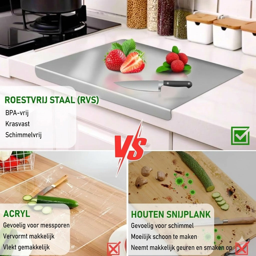 RVS Snijplank (30x40cm) – Dubbele Rand