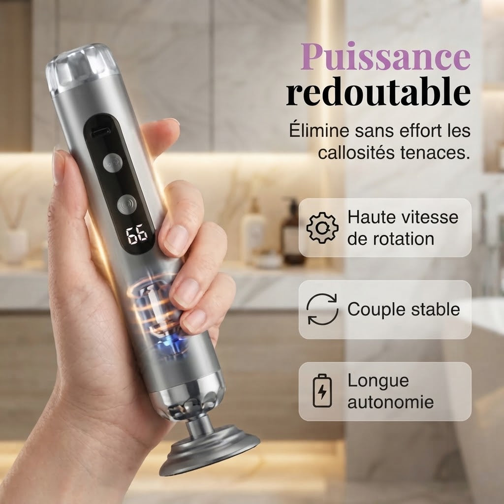 Râpe électrique pour pieds avec 5 vitesses et 50 disques abrasifs