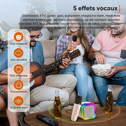 Mini kit karaoké pour enfants avec 2 microphones sans fil