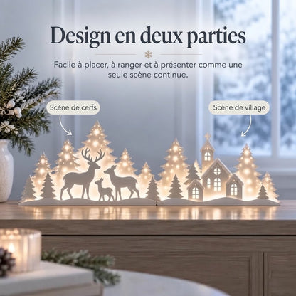 Décoration de Noël LED 2 pièces avec renne et village