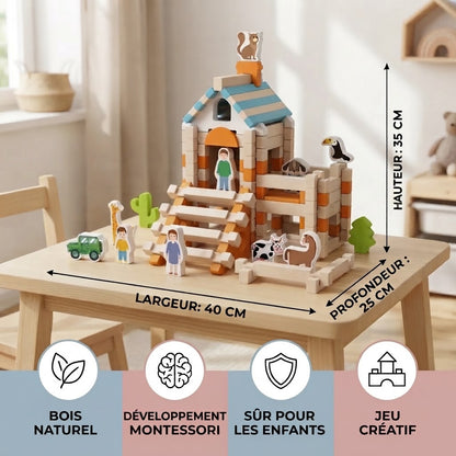 Set de blocs de construction Montessori en bois