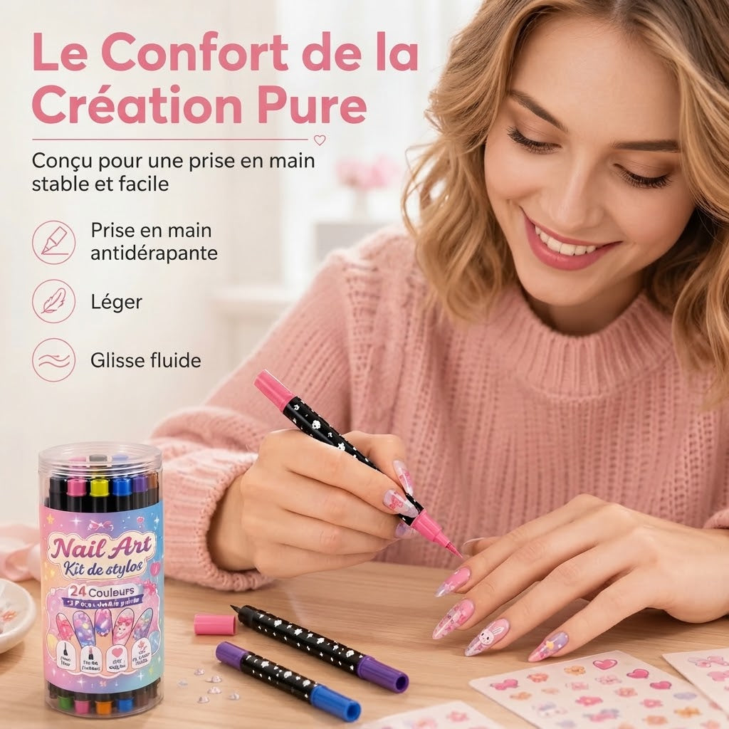 Set de 12 stylos nail art à double embout