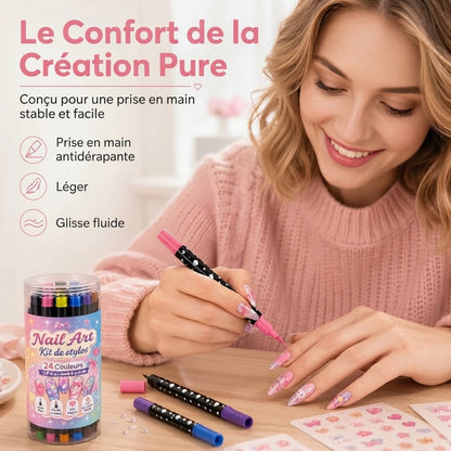 Set de 12 stylos nail art à double embout