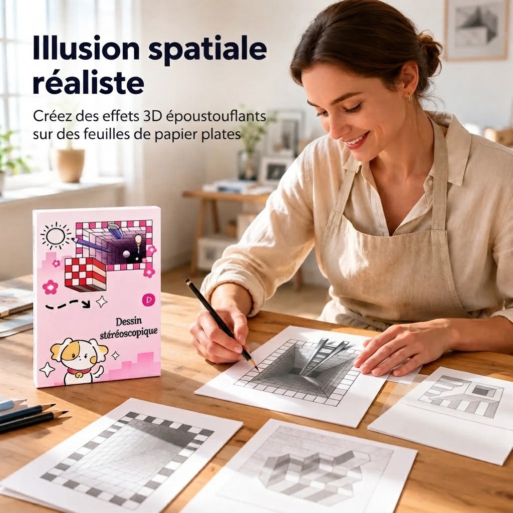 Livre de dessin 3D pour enfants avec activités de coloriage et de découpage