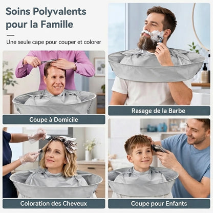 Cape de coiffure imperméable avec récupérateur de cheveux