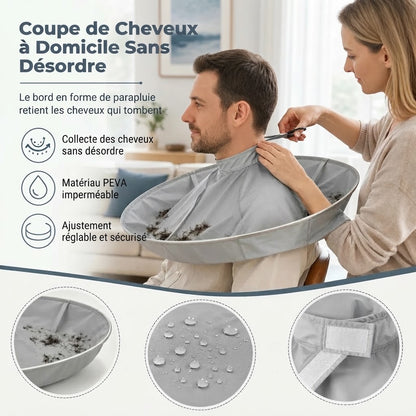 Cape de coiffure imperméable avec récupérateur de cheveux