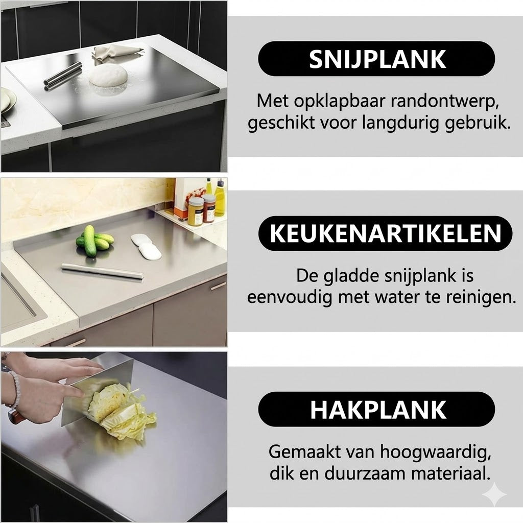 RVS Snijplank (30x40cm) – Dubbele Rand