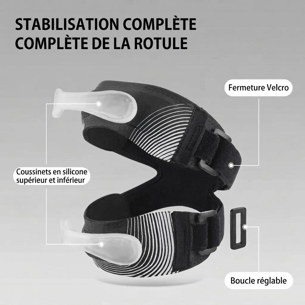 Genouillère réglable avec soutien de la rotule