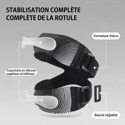 Genouillère réglable avec soutien de la rotule