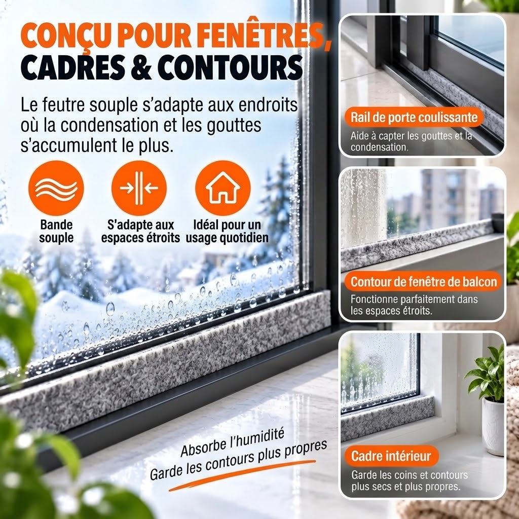 Bande adhésive anti-condensation pour fenêtres