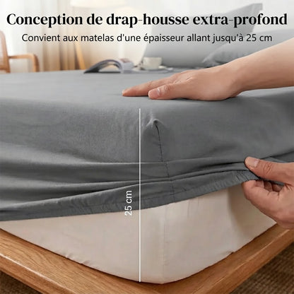 Ensemble de draps-housses doux 3 pièces avec ajustement élastique