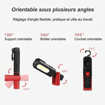 Lampe de travail LED COB rechargeable avec base magnétique