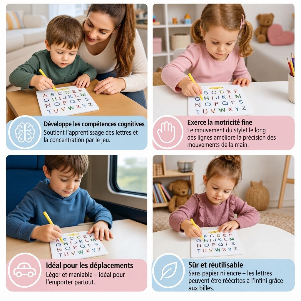 Tableau d’écriture magnétique 2 en 1 pour enfants