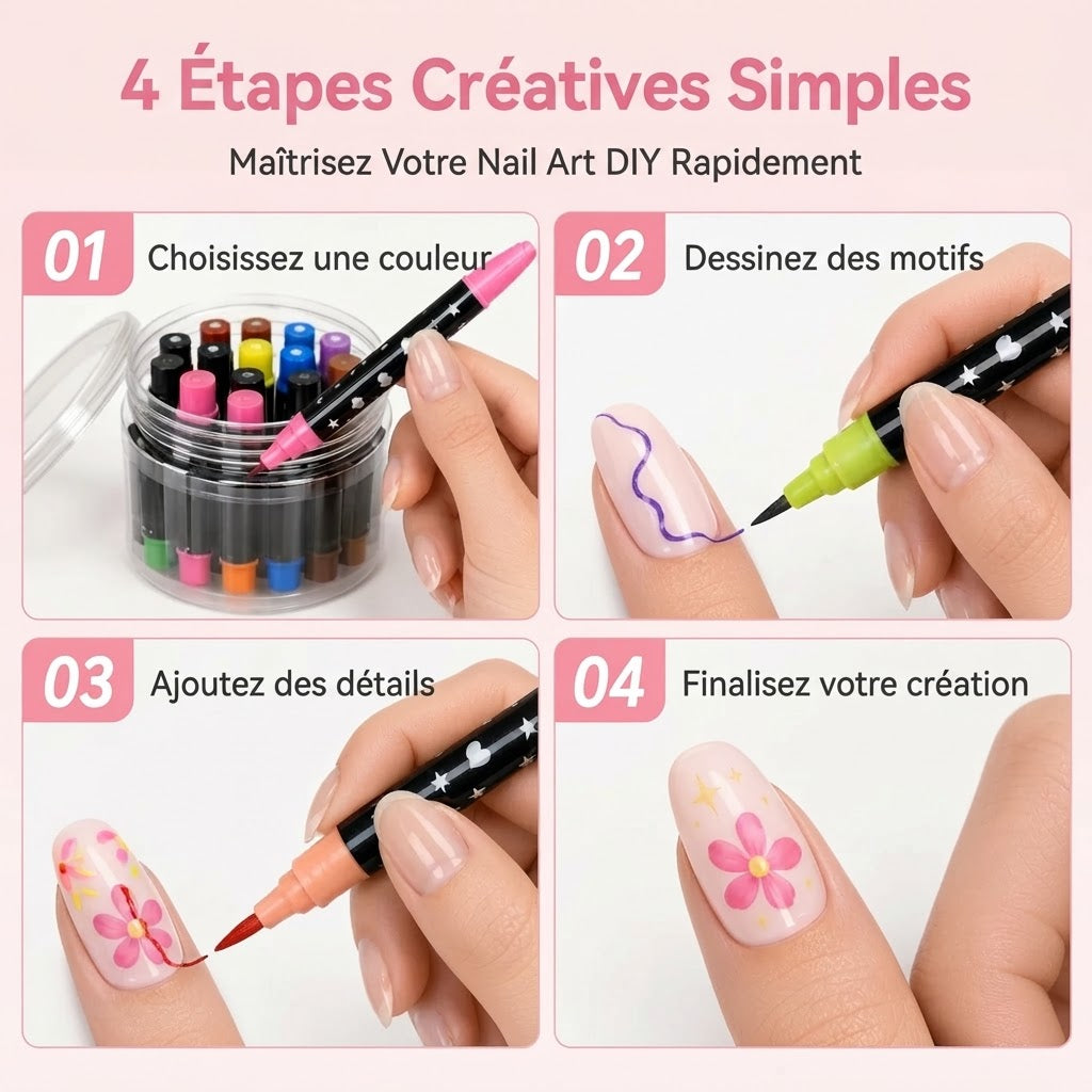 Set de 12 stylos nail art à double embout