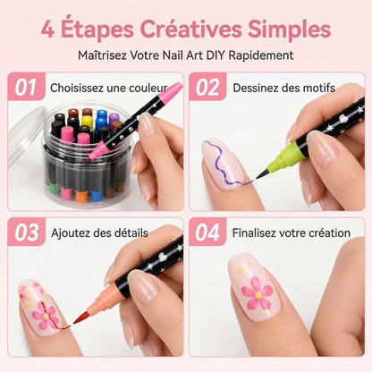 Set de 12 stylos nail art à double embout
