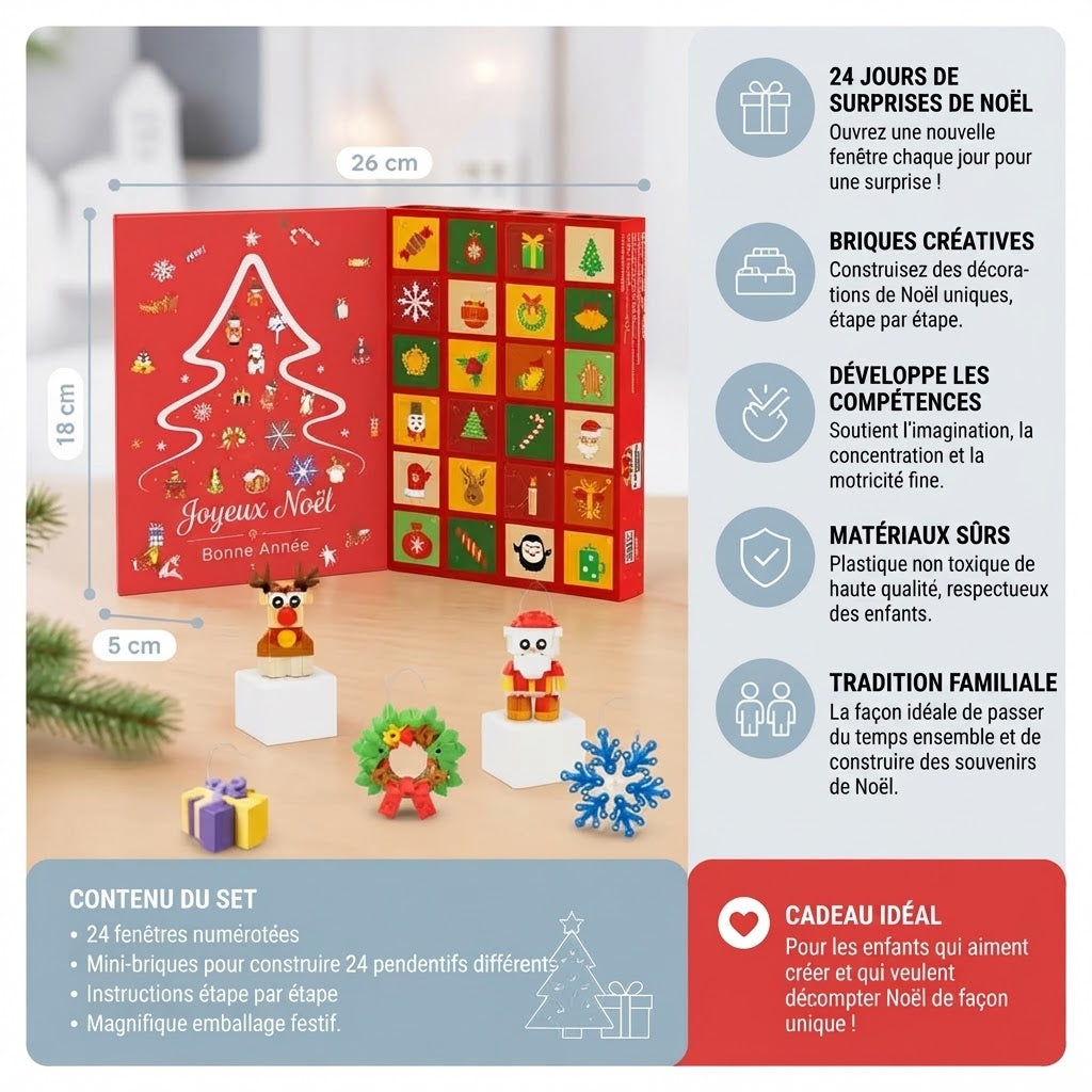 Calendrier de l’Avent de Noël avec blocs de construction