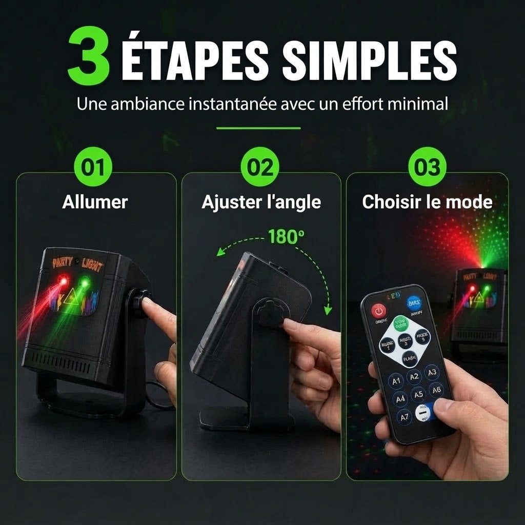 Lampe laser de fête rechargeable avec télécommande