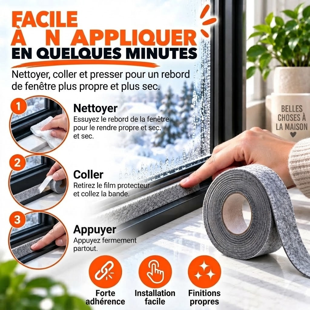 Bande adhésive anti-condensation pour fenêtres