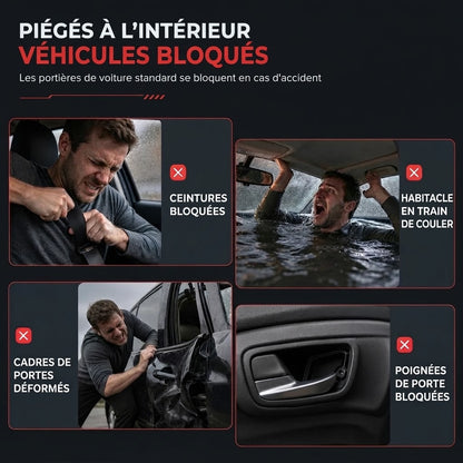 Marteau de sécurité compact pour voiture avec brise-vitre et coupe-ceinture