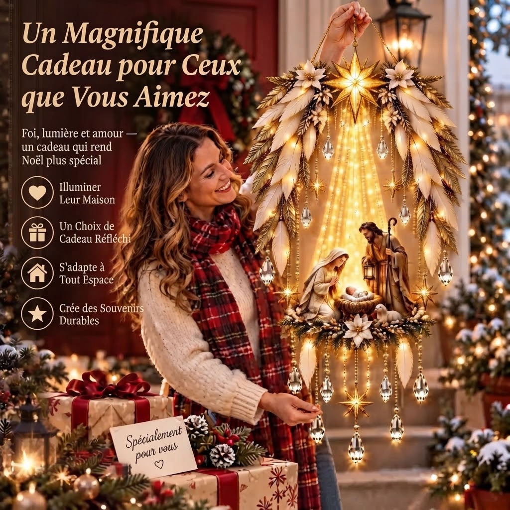 Décoration de Noël lumineuse avec ailes d’ange