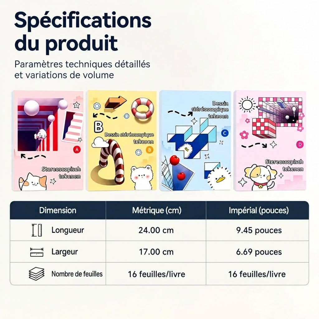 Livre de dessin 3D pour enfants avec activités de coloriage et de découpage