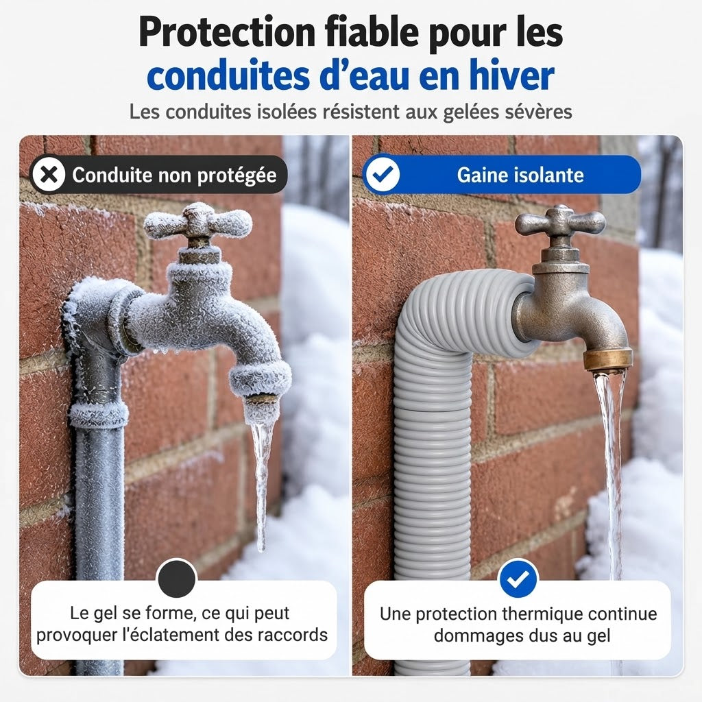 Isolation adhésive pour tuyaux contre le gel des conduites extérieures