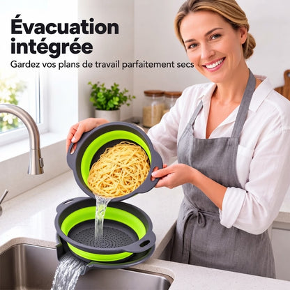 Set de 3 passoires pliables avec fond d’égouttage