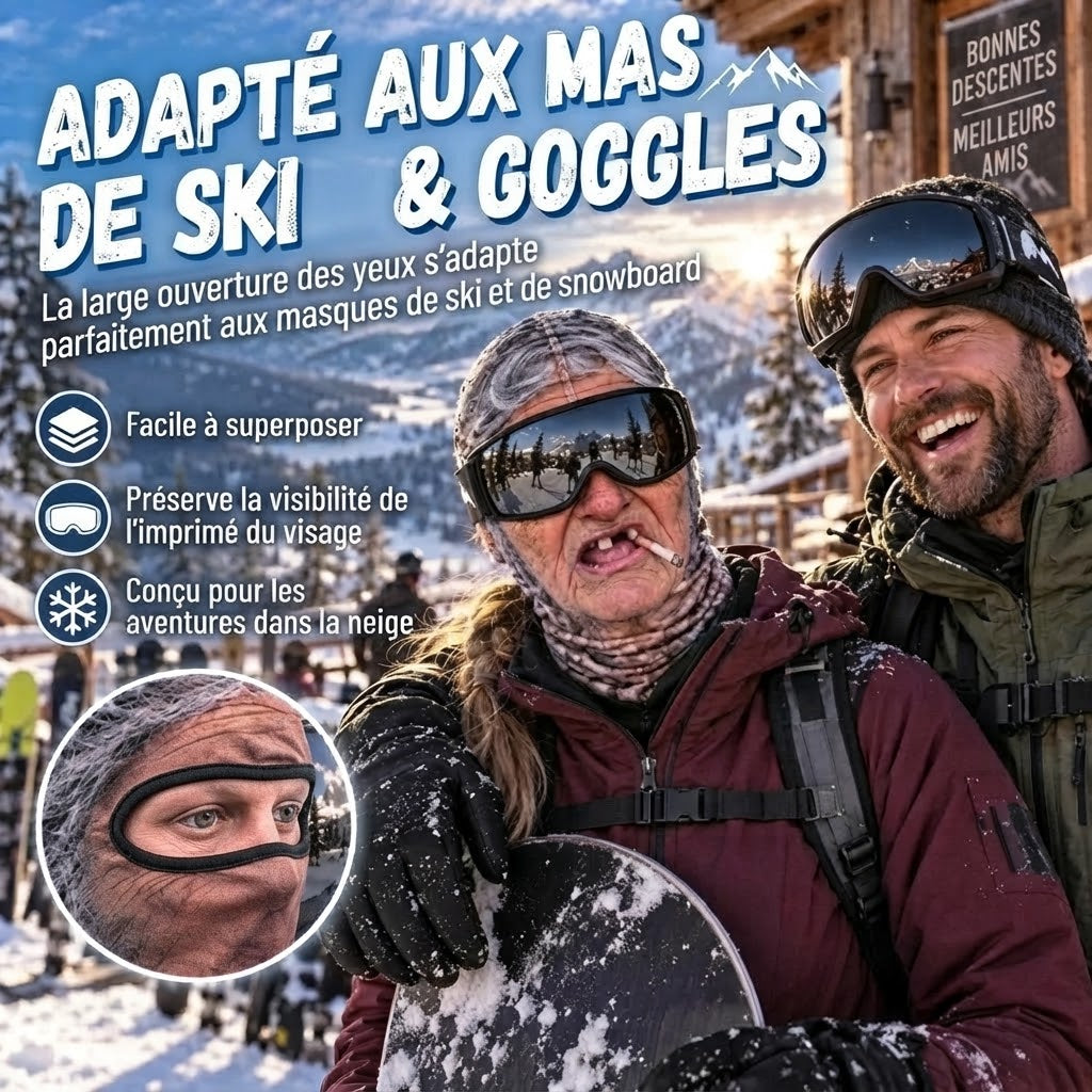 Cagoule de ski amusante avec visage réaliste