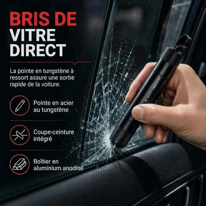 Marteau de sécurité compact pour voiture avec brise-vitre et coupe-ceinture