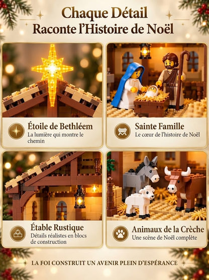 Kit de construction de crèche de Noël avec blocs de construction