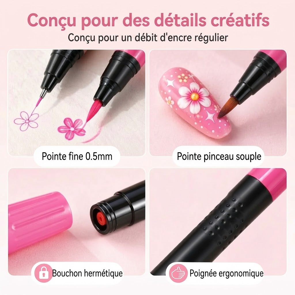 Set de 12 stylos nail art à double embout
