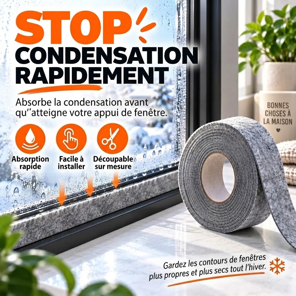 Bande adhésive anti-condensation pour fenêtres